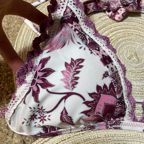 NWT M/XL BECCA designer bikini mulberry reversible white pink halter tanga 2 set - Picture 3 of 15